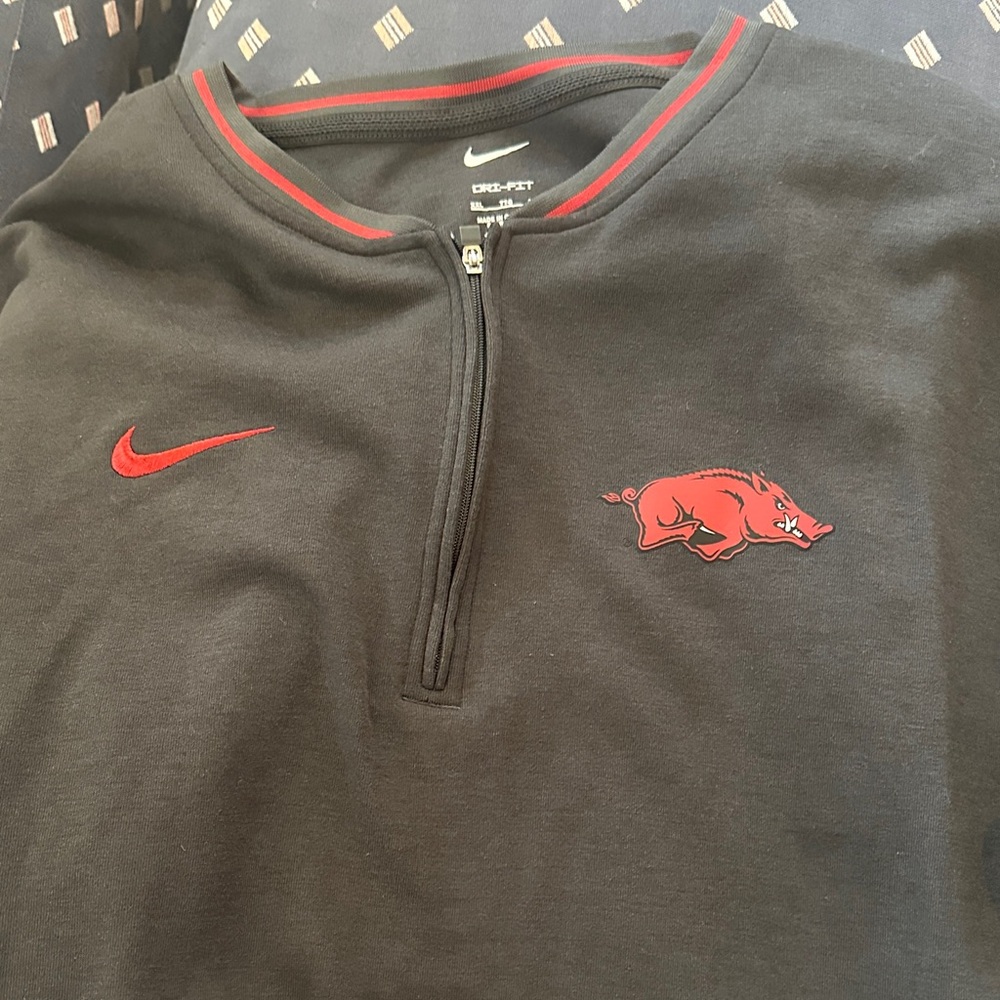 Nike Black and Red Dri-FIT Quarter-Zip Sweatshirt
